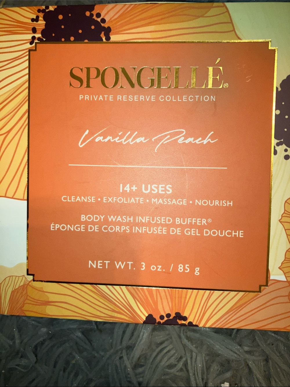 Spongelle Vanilla Peach Body Wash Infused Buffer - Vanilla -Peach - Picture 5 of 5